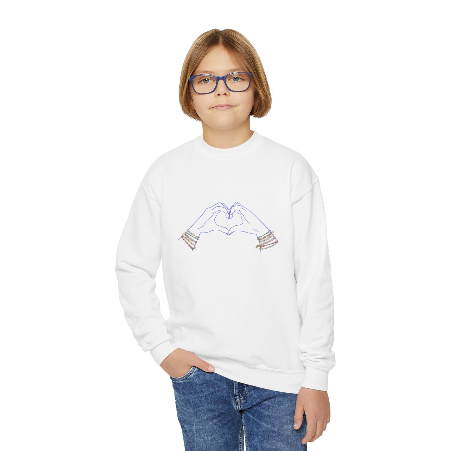 Heart Hands Friendship Bracelets - Youth Crewneck Sweatshirt