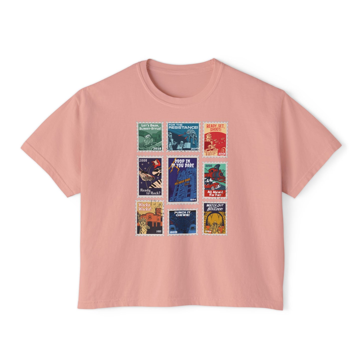 Hollywood Studios Vintage Stamps - Women's Boxy Tee