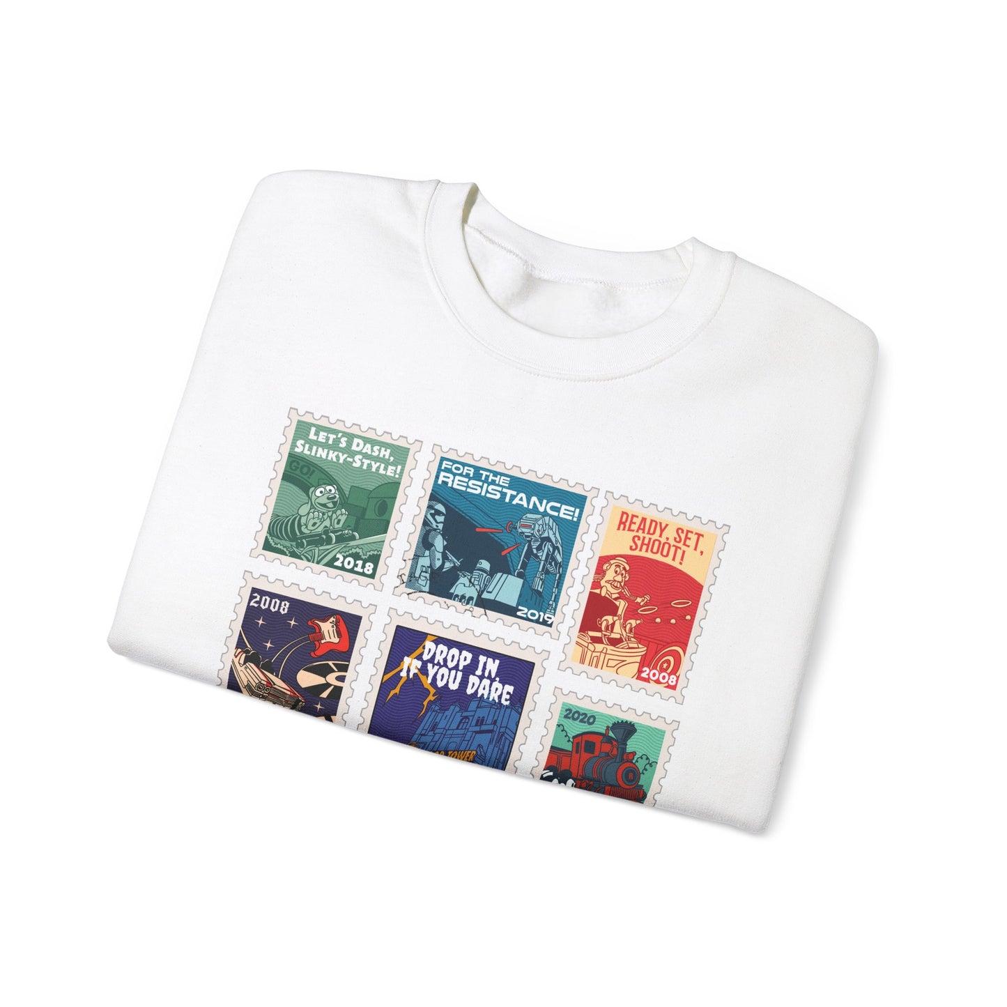 Hollywood Studios Vintage Stamps - Adult Crewneck Sweatshirt