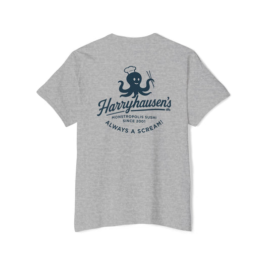 Harryhausen's - Front & Back w/ Pocket - Unisex Heavy Cotton Pocket Tee