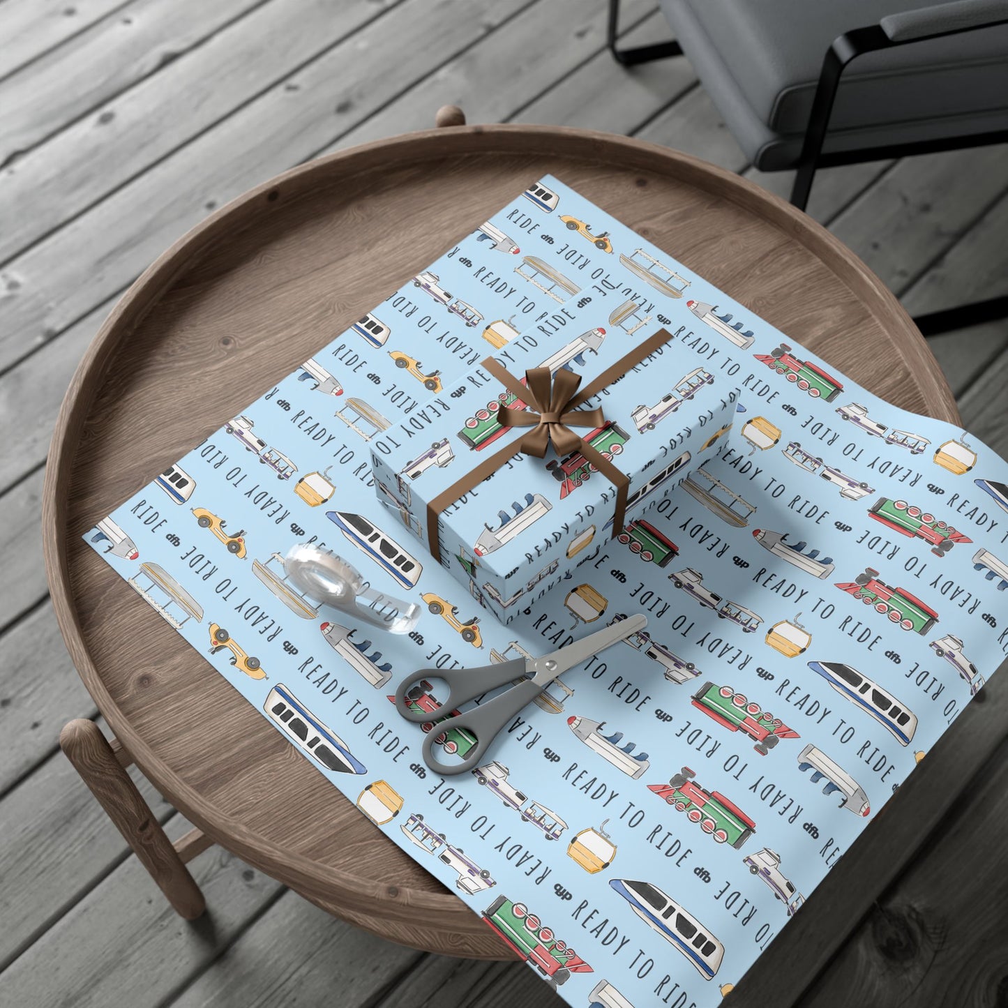 Ready to Ride, Light Blue Background - Gift Wrap Papers