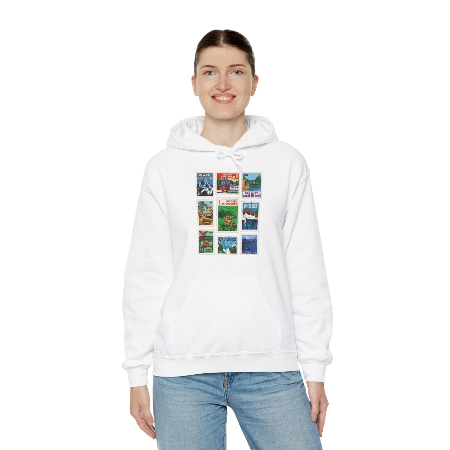 Animal Kingdom Vintage Stamps - Adult Hoodie Sweatshirt