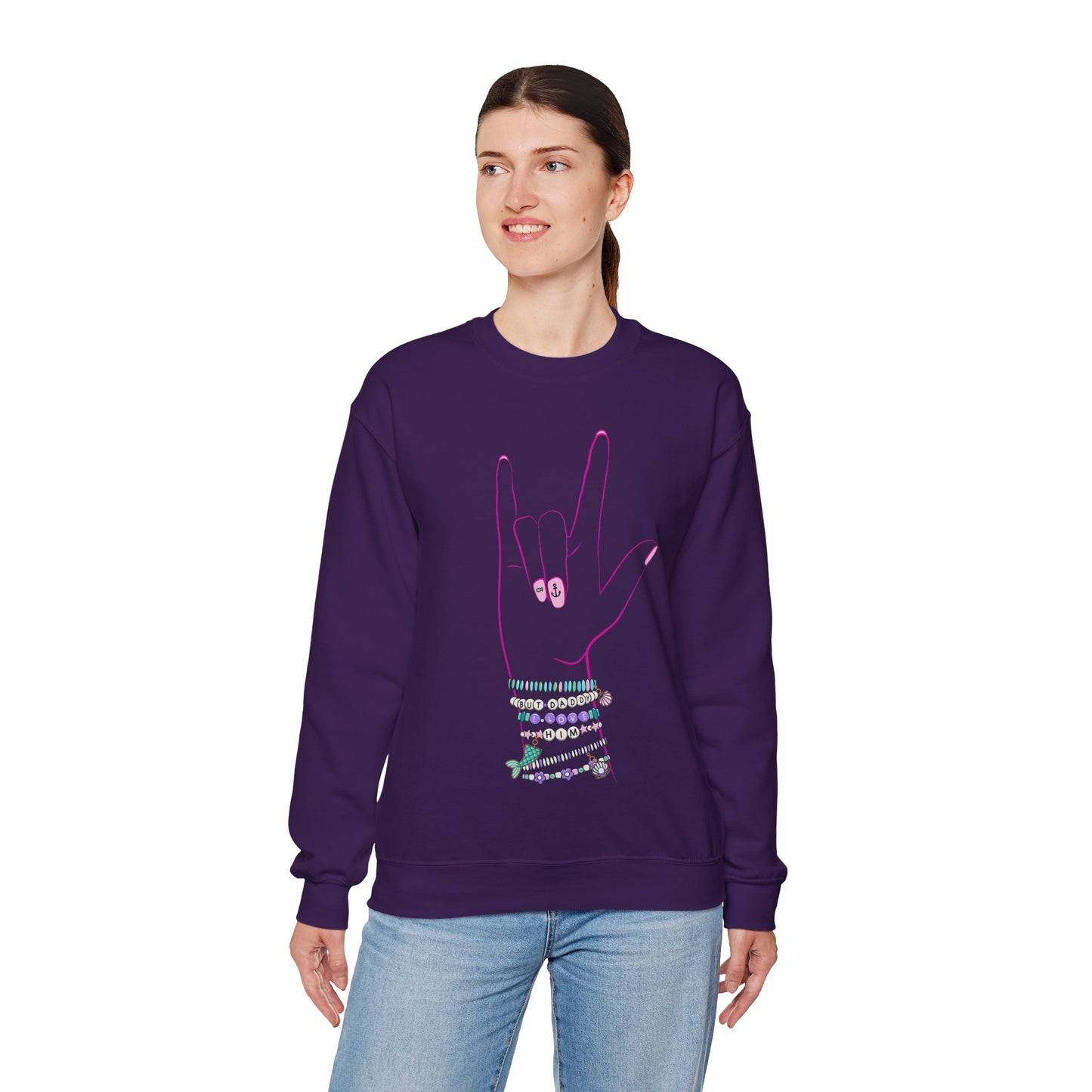 "But Daddy I Love Him!" - Friendship Bracelets - Adult Crewneck Sweatshirt