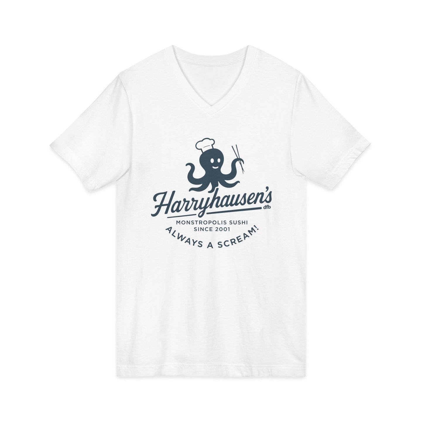 Harryhausen's- Short Sleeve V-Neck Tee