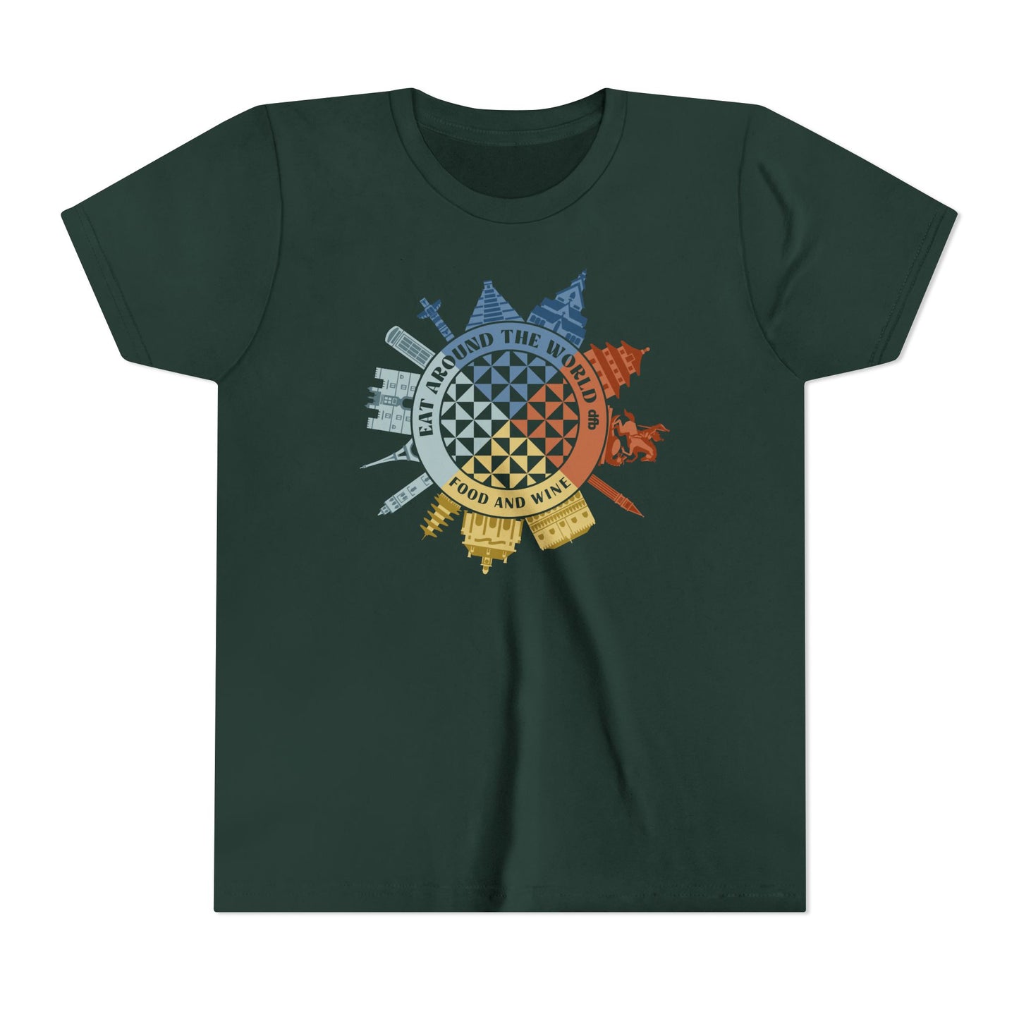Food & Wine Compass -  Kid's Short Sleeve Tee Shirt