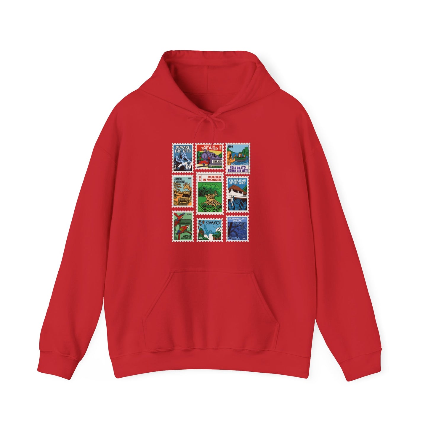 Animal Kingdom Vintage Stamps - Adult Hoodie Sweatshirt