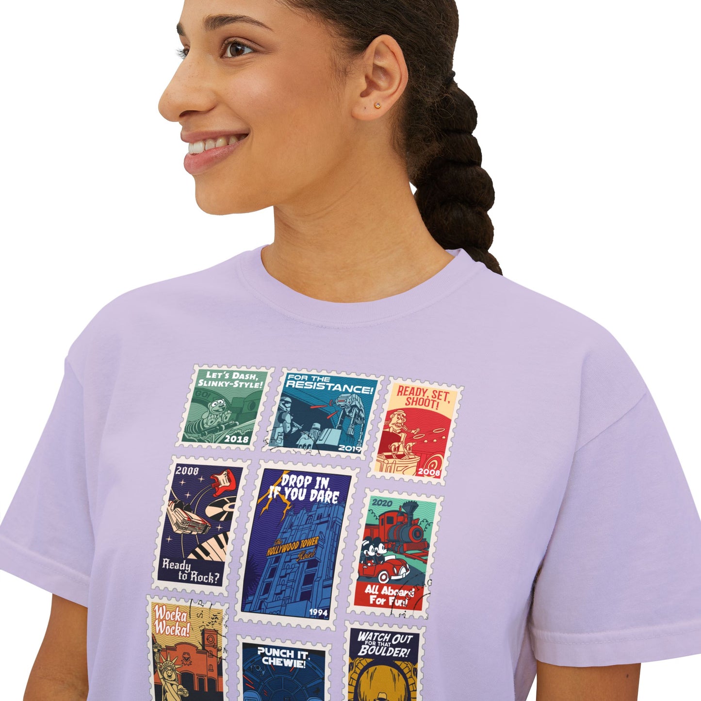 Hollywood Studios Vintage Stamps - Women's Boxy Tee