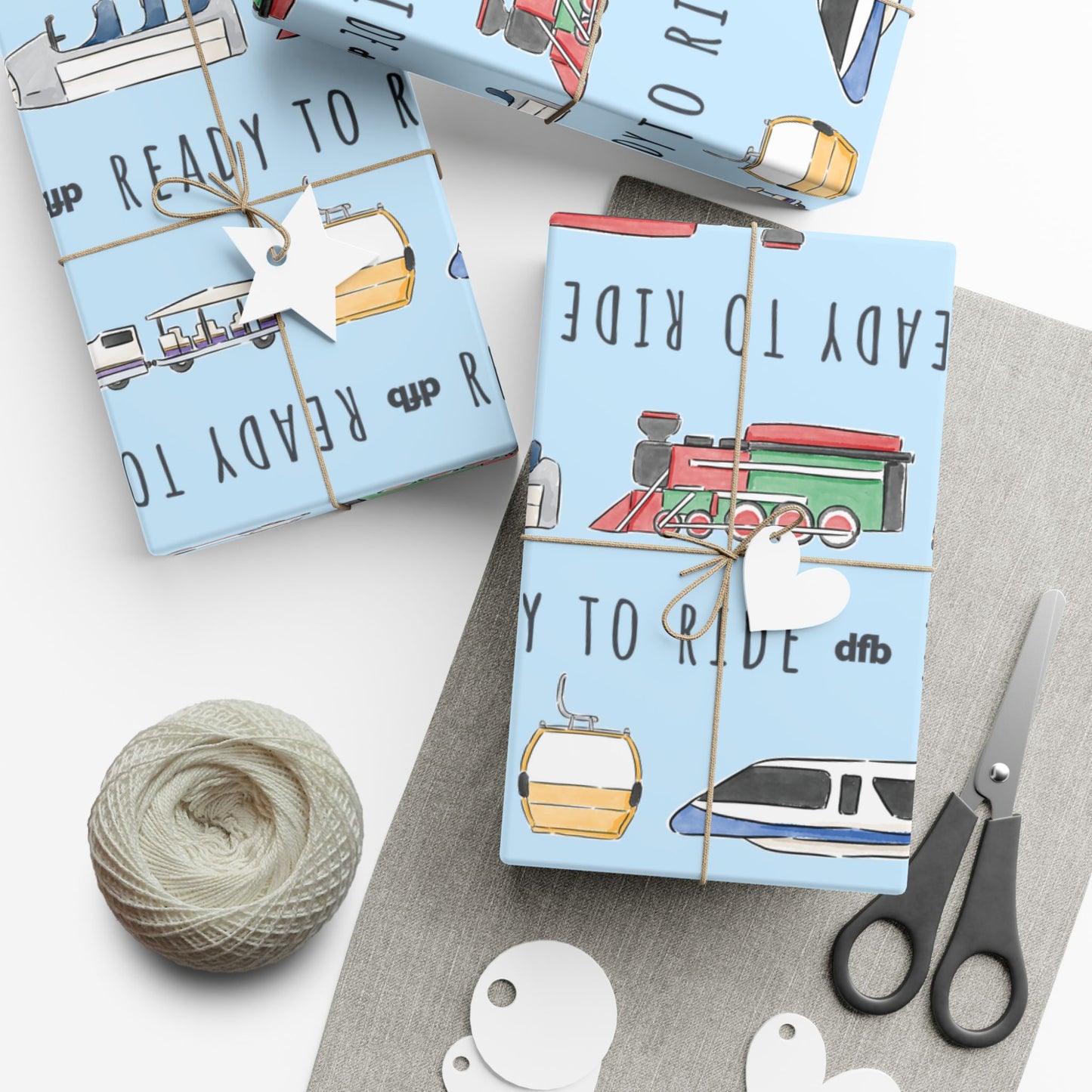 Ready to Ride, Light Blue Background - Gift Wrap Papers