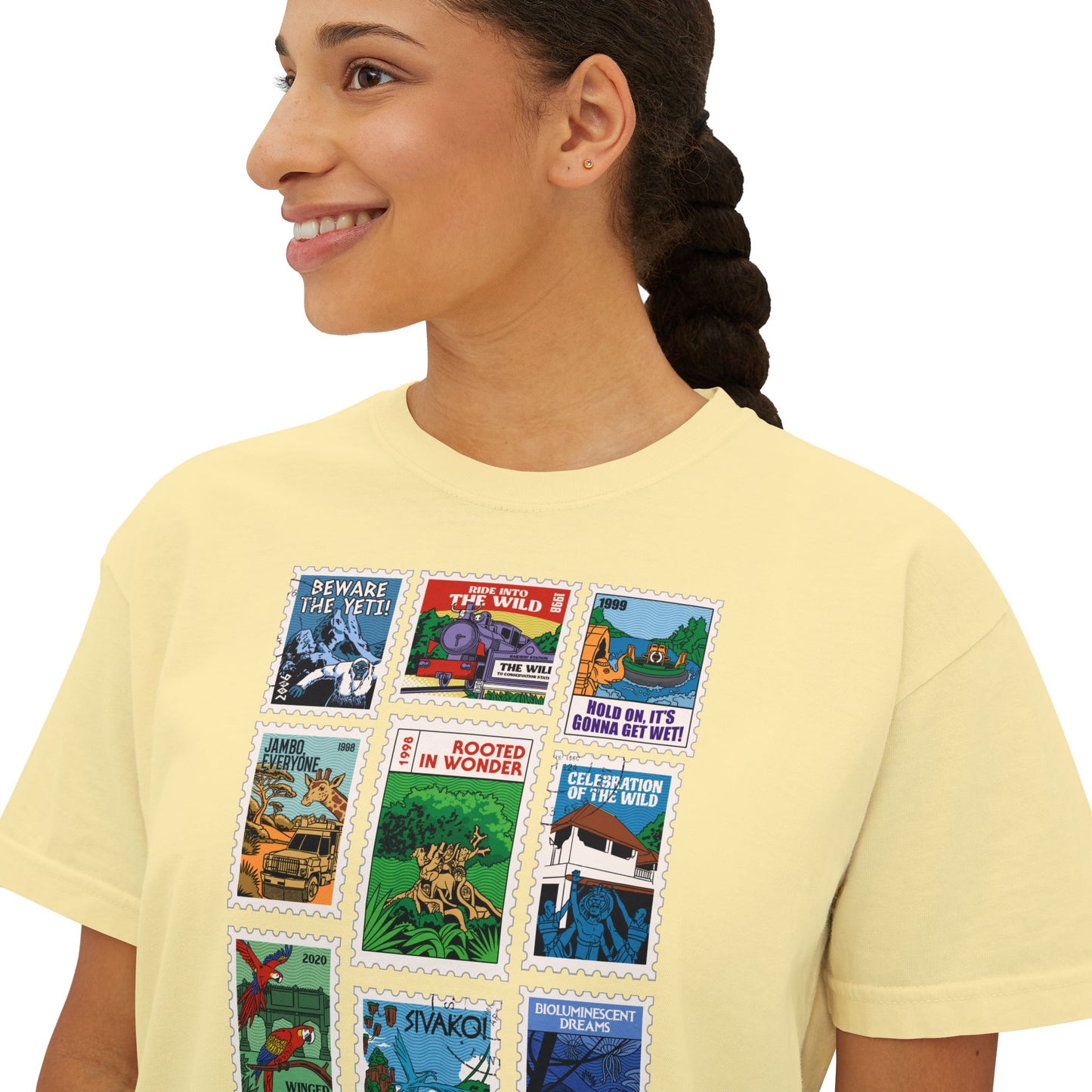 Animal Kingdom Vintage Stamps - Women's Boxy Tee