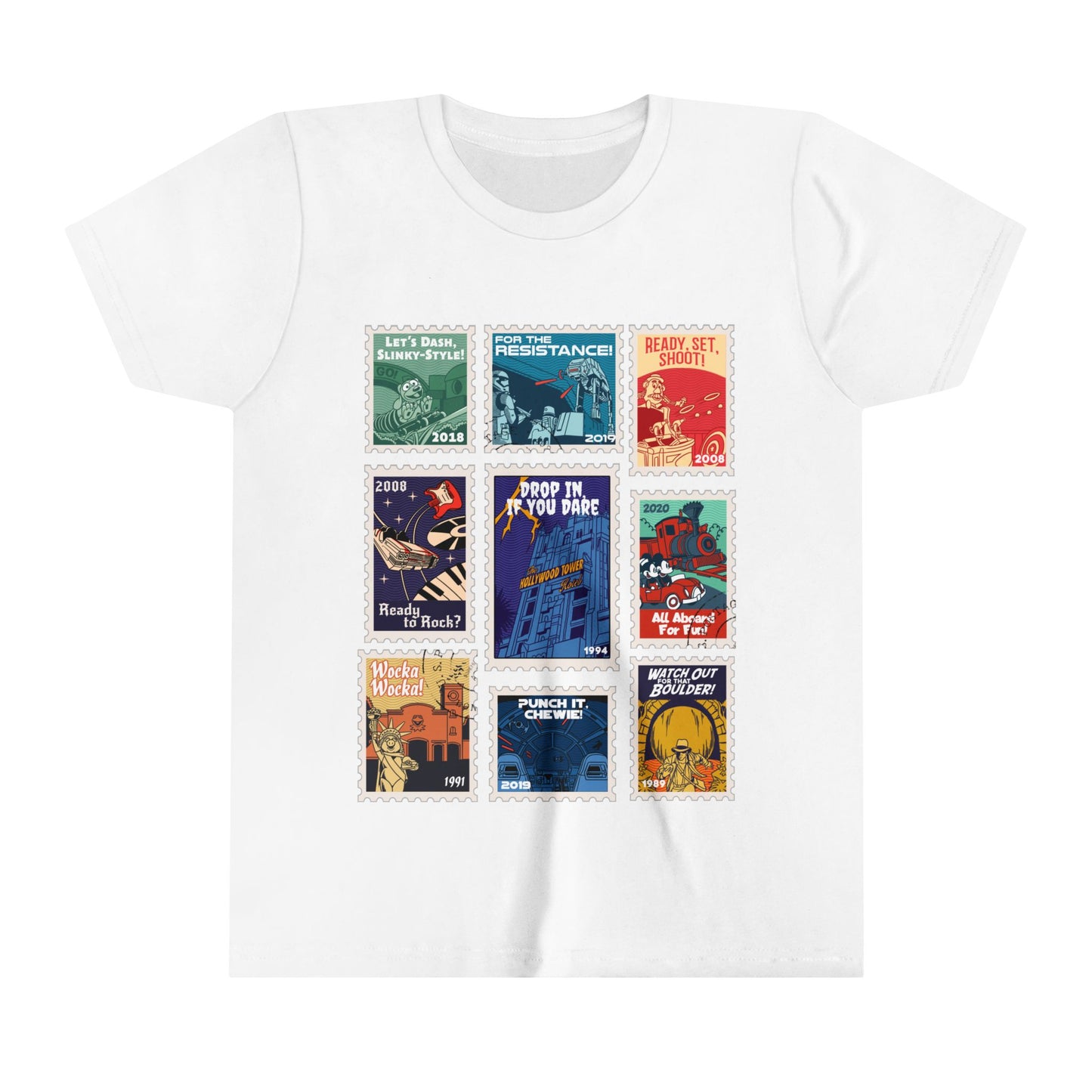 Hollywood Studios Vintage Stamps - Youth Short Sleeve Tee Shirt