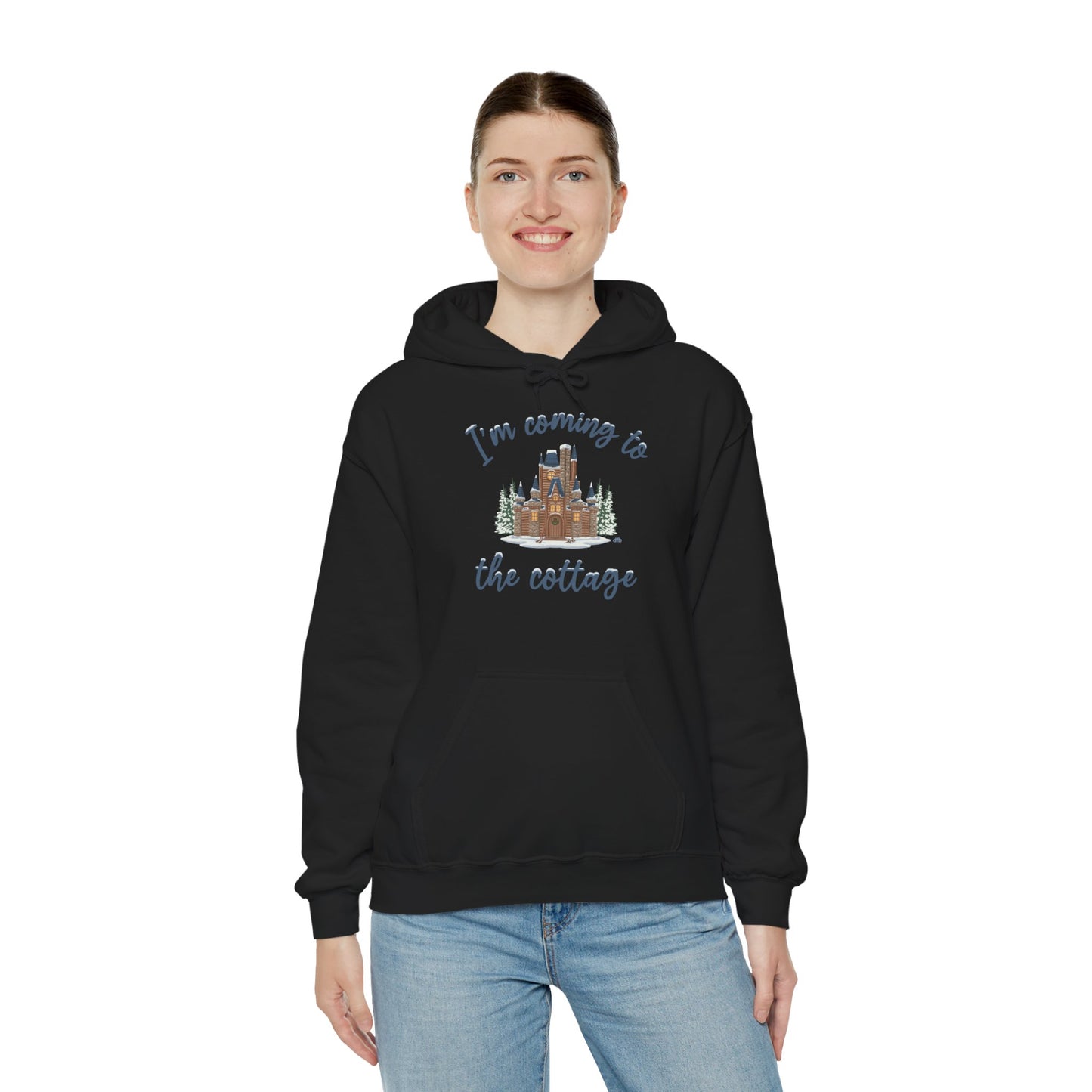 Snowy Cabin Castle, I'm Coming to the Cottage -  Adult Hoodie Sweatshirt