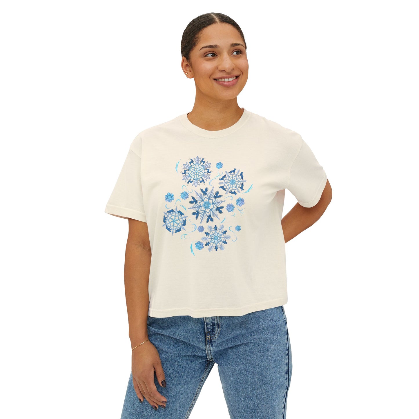 Merry Menagerie Snowflakes - Animal Kingdom's Puppets - Women's Boxy Tee