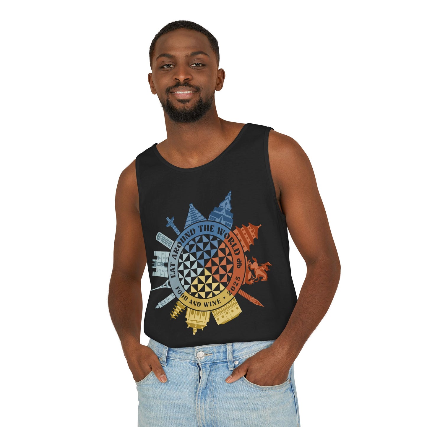 Food & Wine Compass - Unisex Garment-Dyed Tank Top