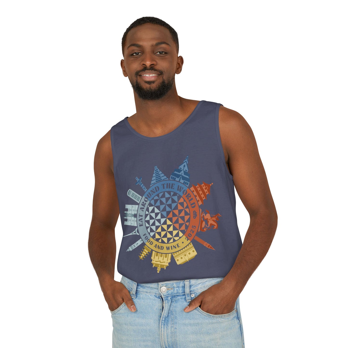 Food & Wine Compass - Unisex Garment-Dyed Tank Top