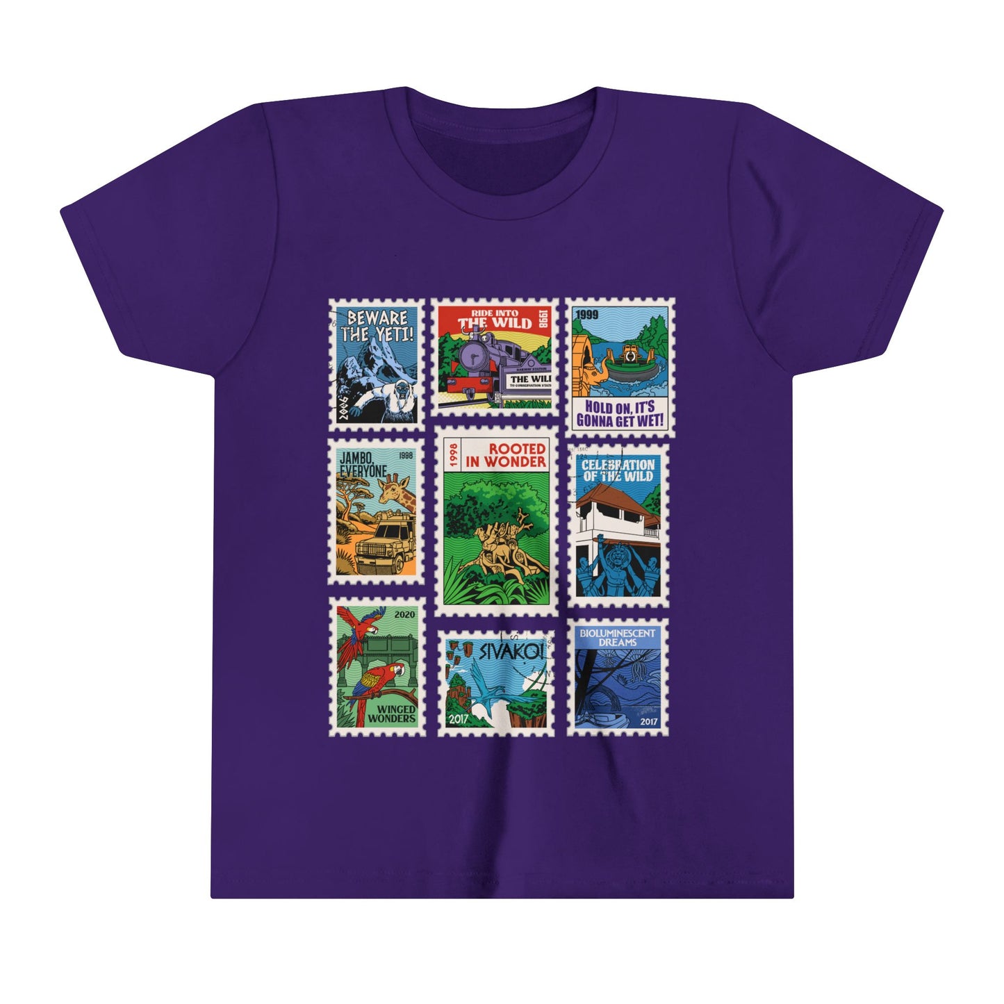 Animal Kingdom Vintage Stamps - Youth Short Sleeve Tee Shirt