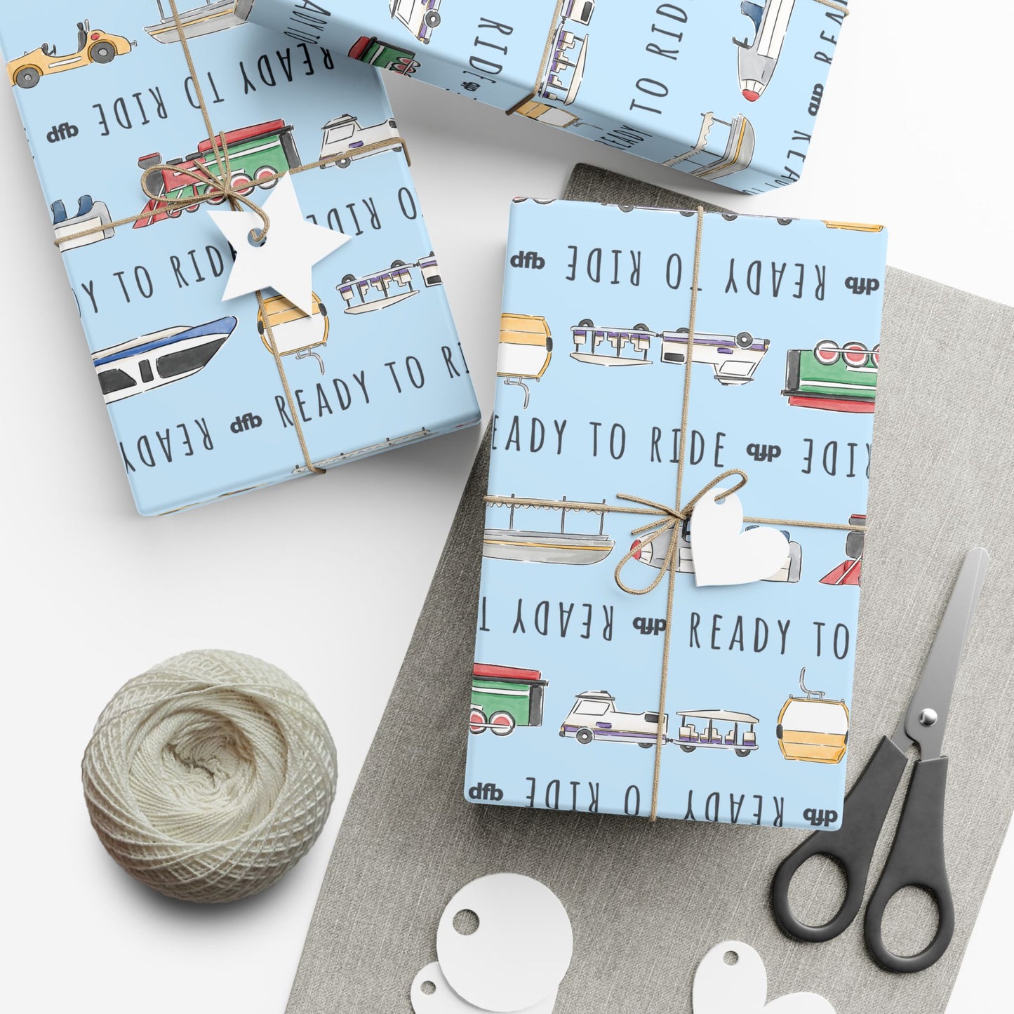 Ready to Ride, Light Blue Background - Gift Wrap Papers