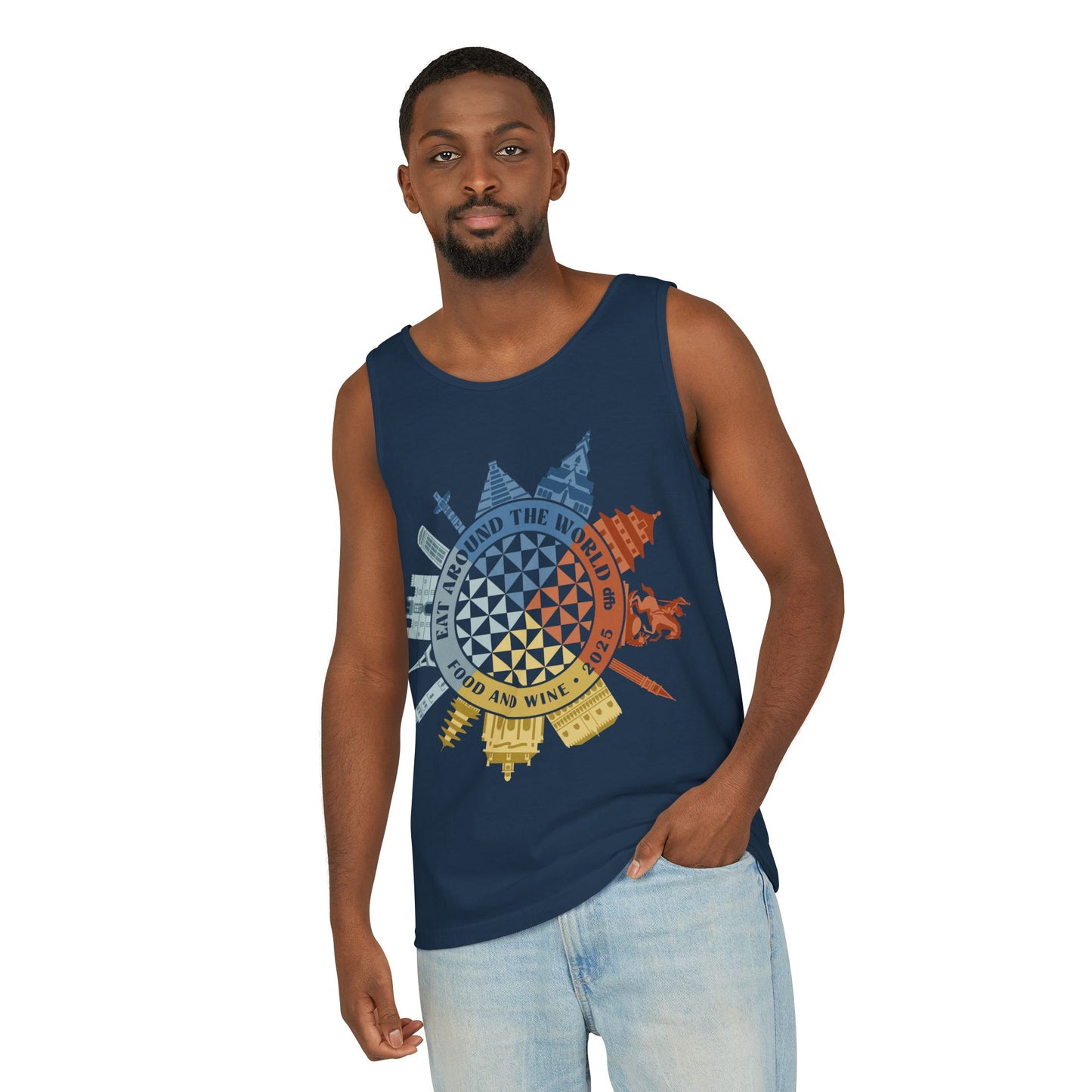 Food & Wine Compass - Unisex Garment-Dyed Tank Top