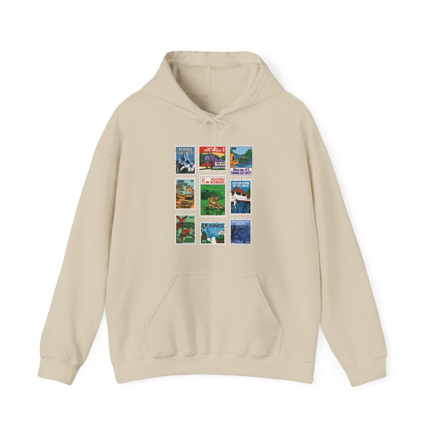 Animal Kingdom Vintage Stamps - Adult Hoodie Sweatshirt