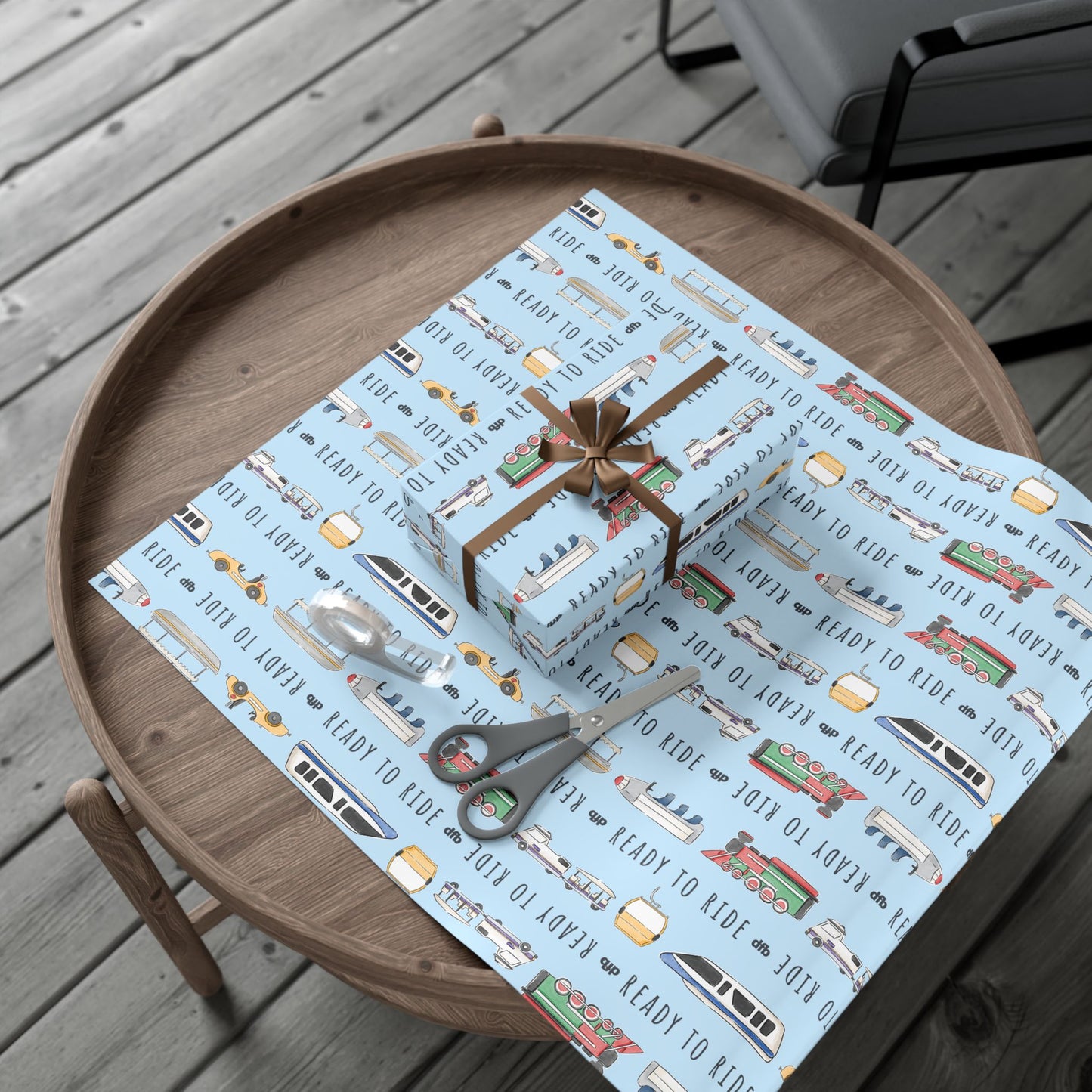 Ready to Ride, Light Blue Background - Gift Wrap Papers