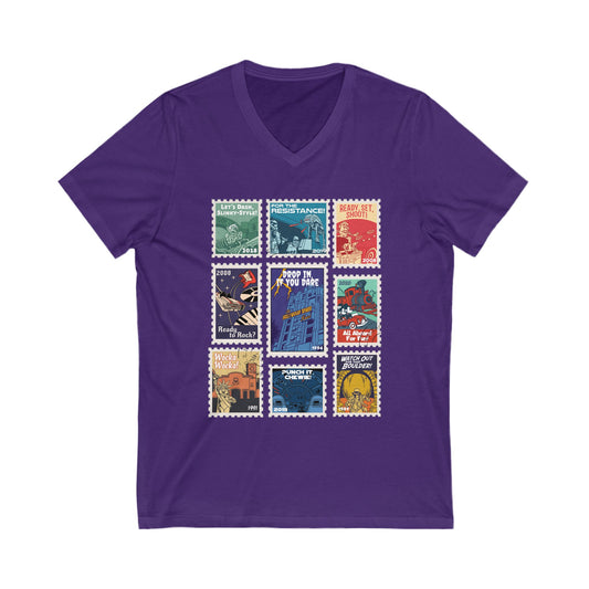 Hollywood Studios Vintage Stamps - Short Sleeve V-Neck Tee