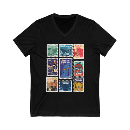 Hollywood Studios Vintage Stamps - Short Sleeve V-Neck Tee