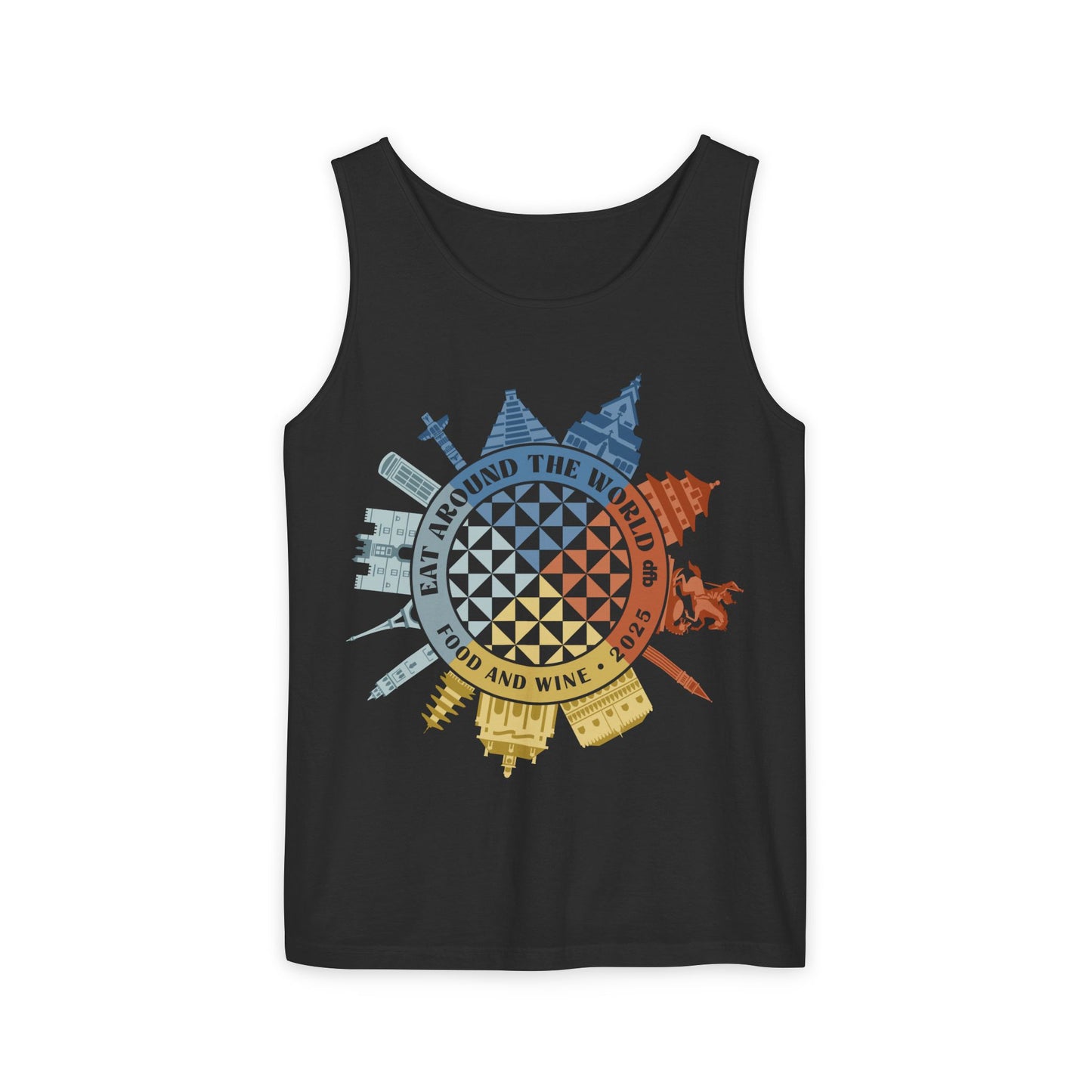 Food & Wine Compass - Unisex Garment-Dyed Tank Top