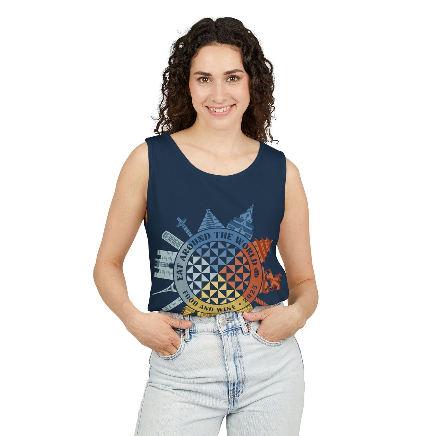 Food & Wine Compass - Unisex Garment-Dyed Tank Top