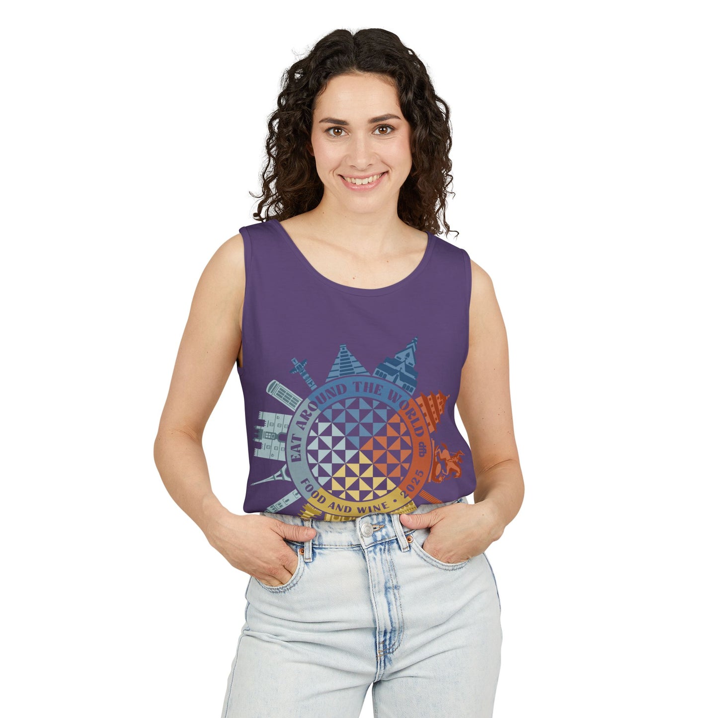 Food & Wine Compass - Unisex Garment-Dyed Tank Top
