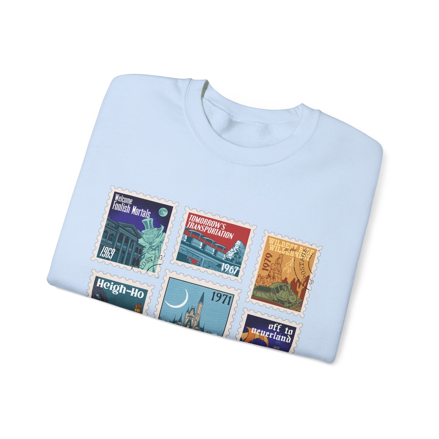 Magic Kingdom Vintage Stamps - Adult Crewneck Sweatshirt