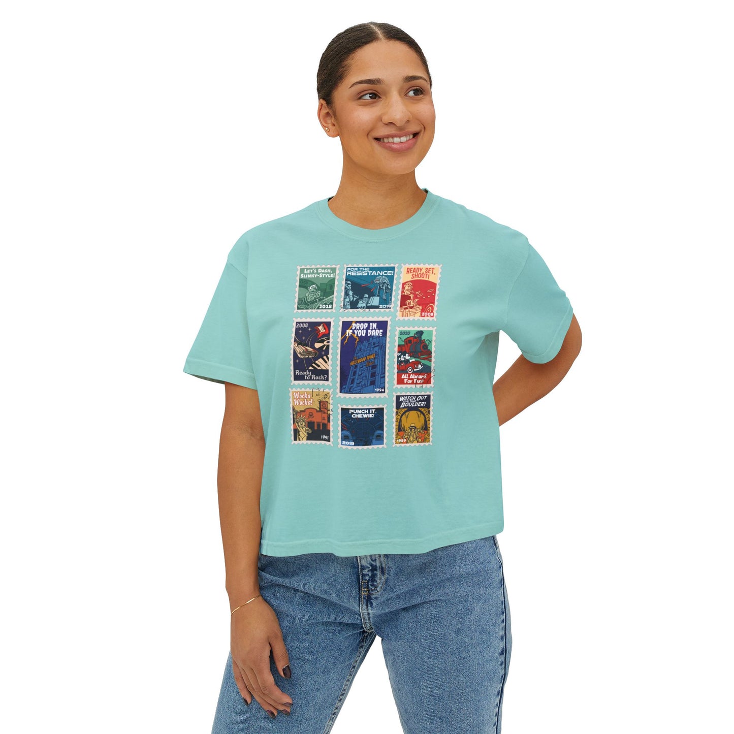 Hollywood Studios Vintage Stamps - Women's Boxy Tee