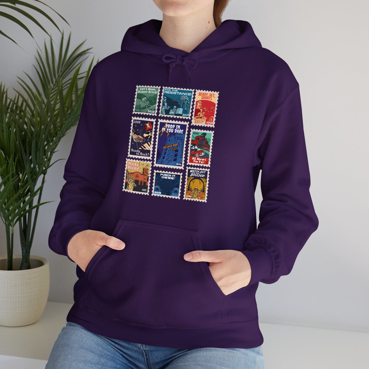 Hollywood Studios Vintage Stamps - Adult Hoodie Sweatshirt