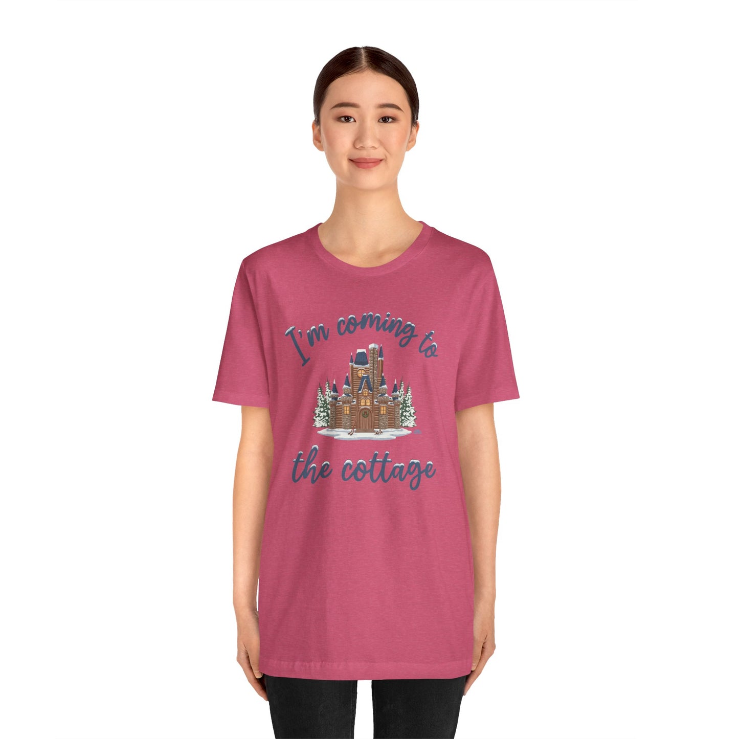 Snowy Cabin Castle, I'm Coming to the Cottage - Adult Tee Shirt