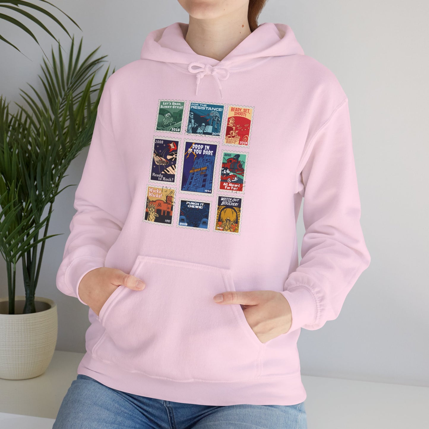 Hollywood Studios Vintage Stamps - Adult Hoodie Sweatshirt