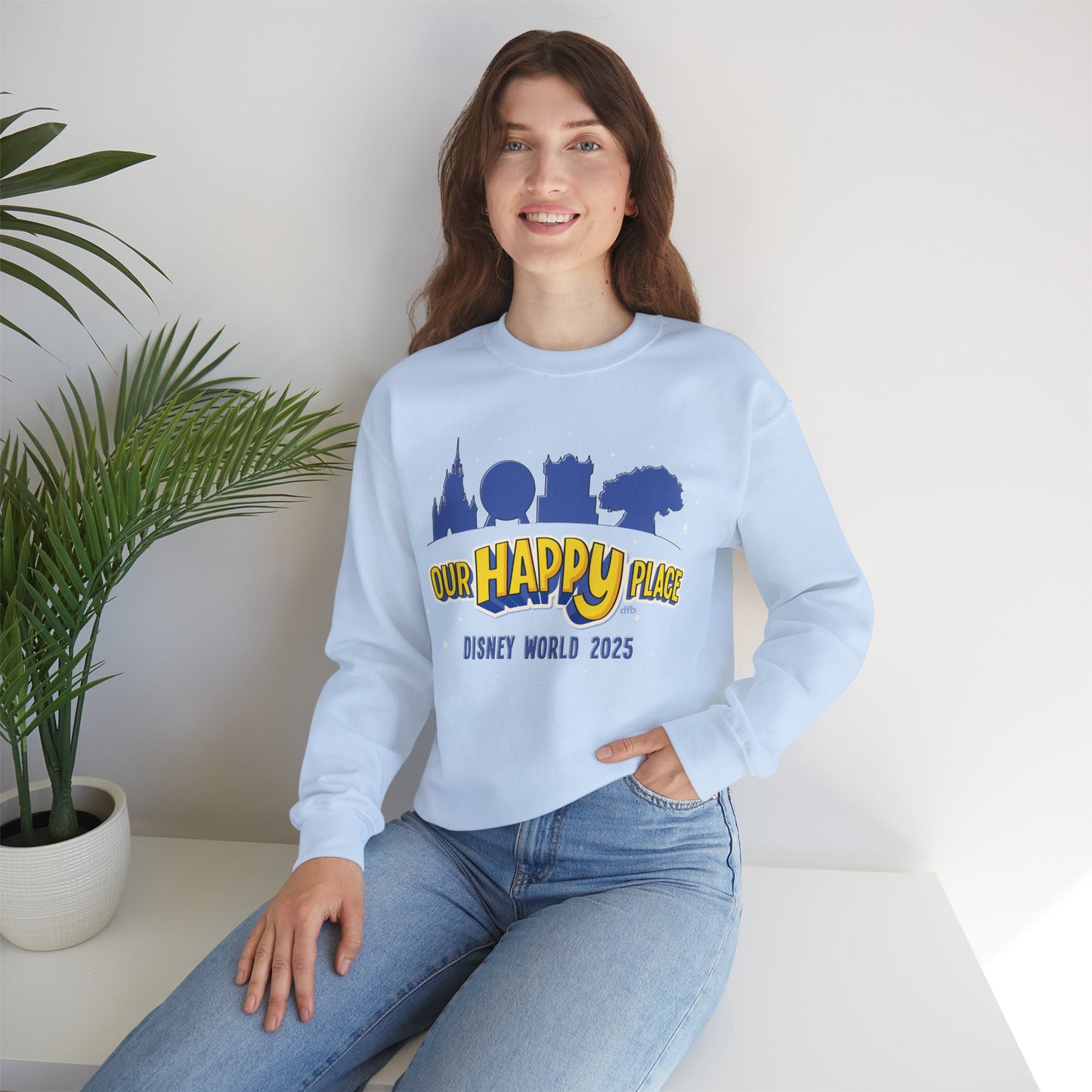 Our Happy Place 2025 - Family Matching Tee - Adult Crewneck Sweatshirt