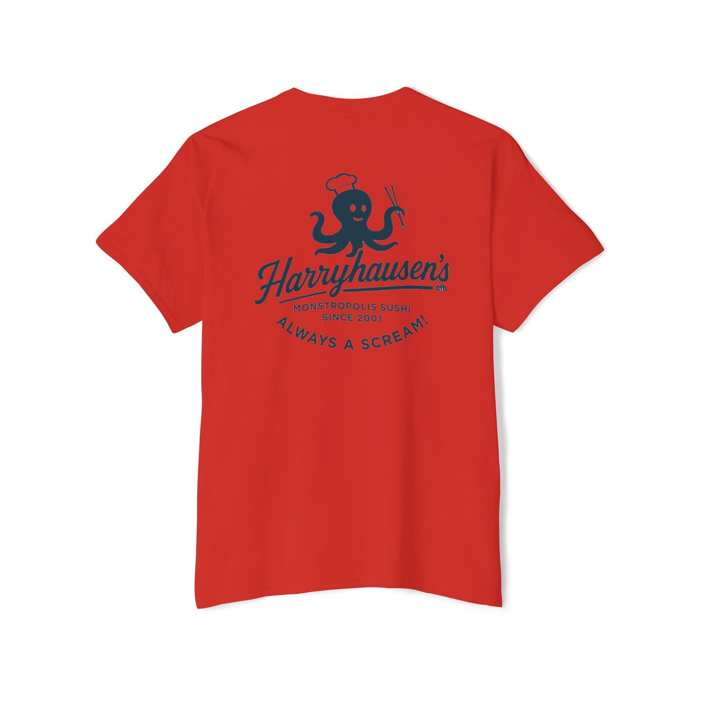 Harryhausen's - Front & Back w/ Pocket - Unisex Heavy Cotton Pocket Tee
