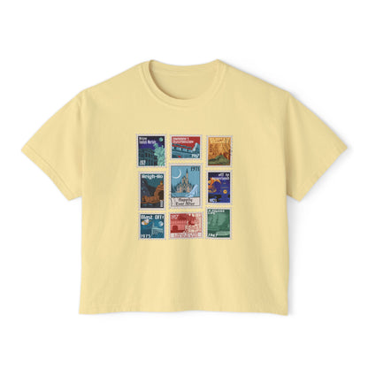 Magic Kingdom Vintage Stamps - Women's Boxy Tee