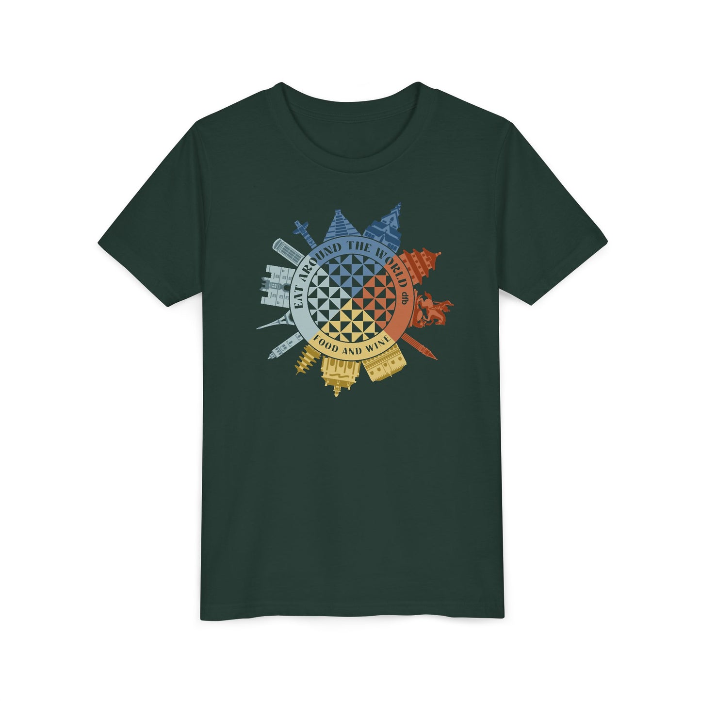 Food & Wine Compass -  Kid's Short Sleeve Tee Shirt