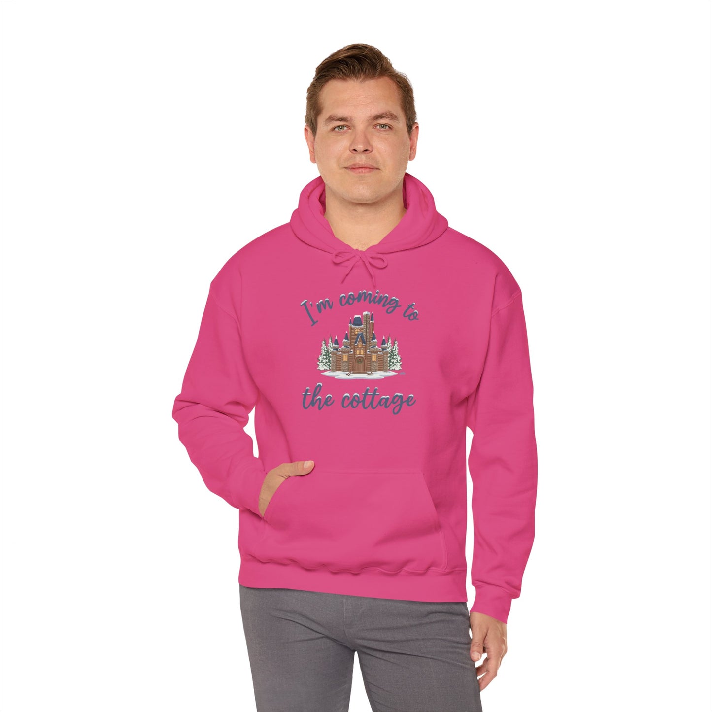 Snowy Cabin Castle, I'm Coming to the Cottage -  Adult Hoodie Sweatshirt