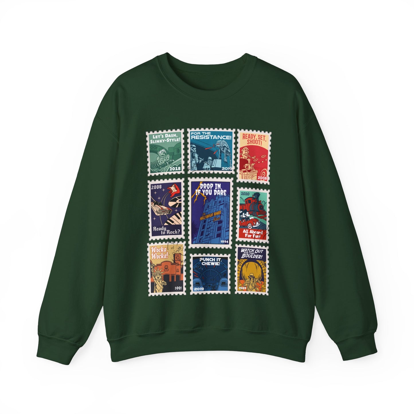 Hollywood Studios Vintage Stamps - Adult Crewneck Sweatshirt