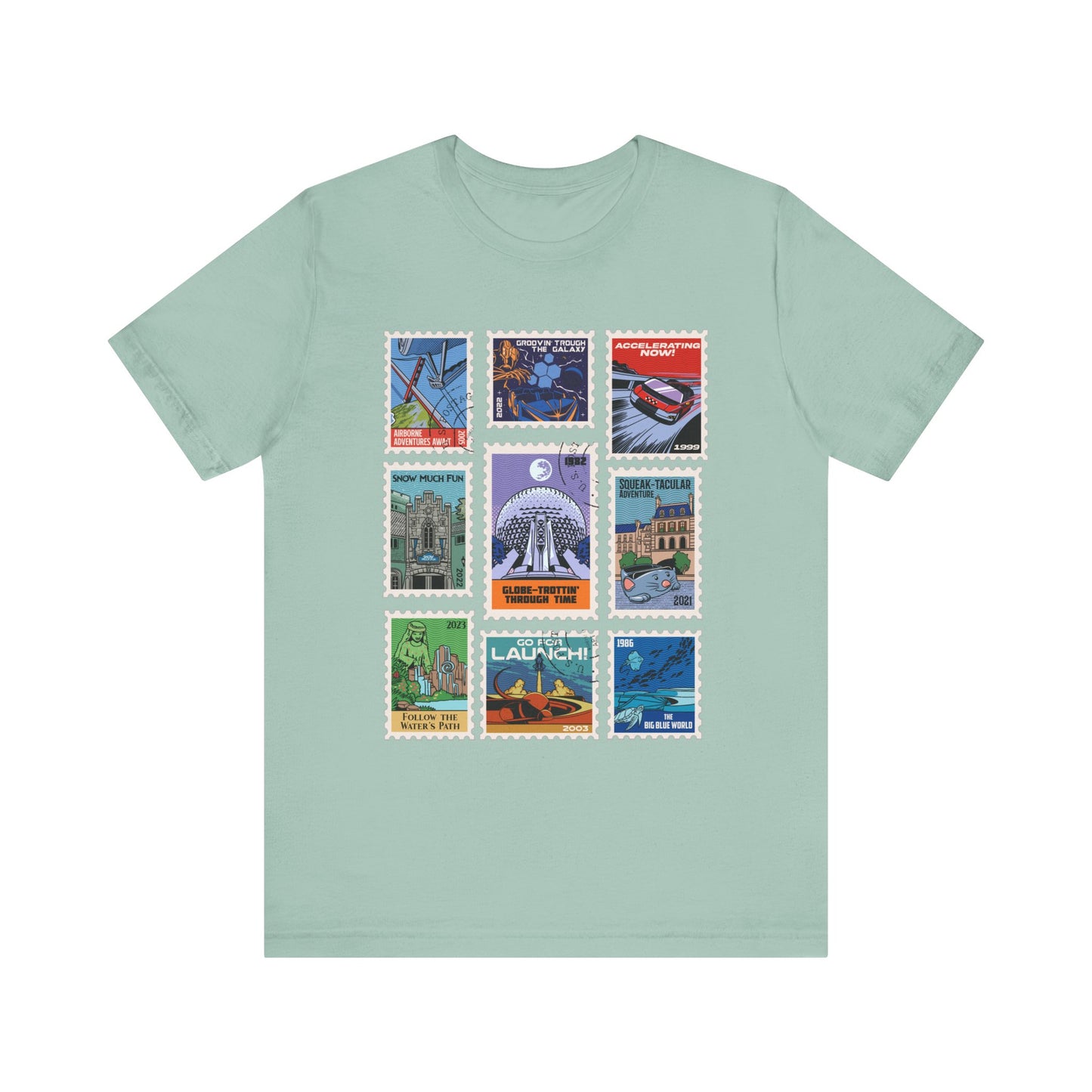 EPCOT Vintage Stamps - Adult Tee Shirt