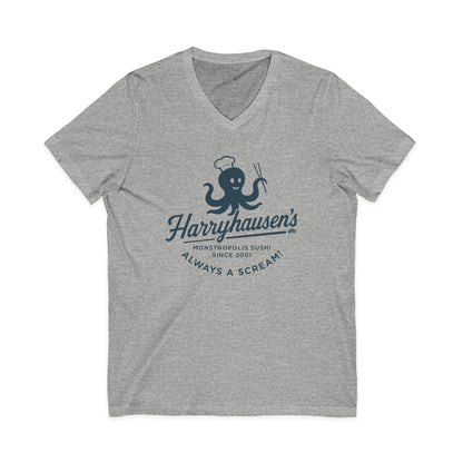 Harryhausen's- Short Sleeve V-Neck Tee
