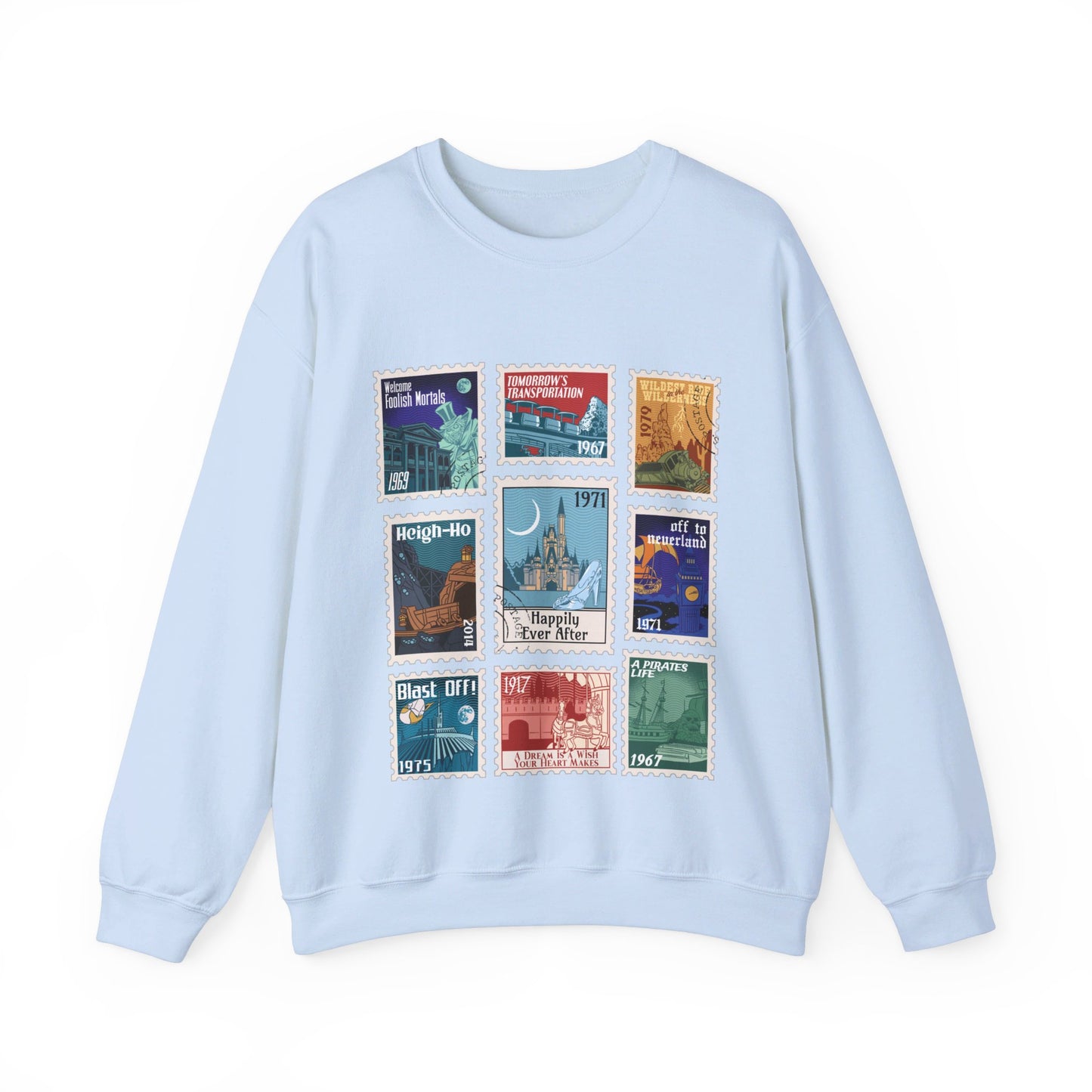 Magic Kingdom Vintage Stamps - Adult Crewneck Sweatshirt