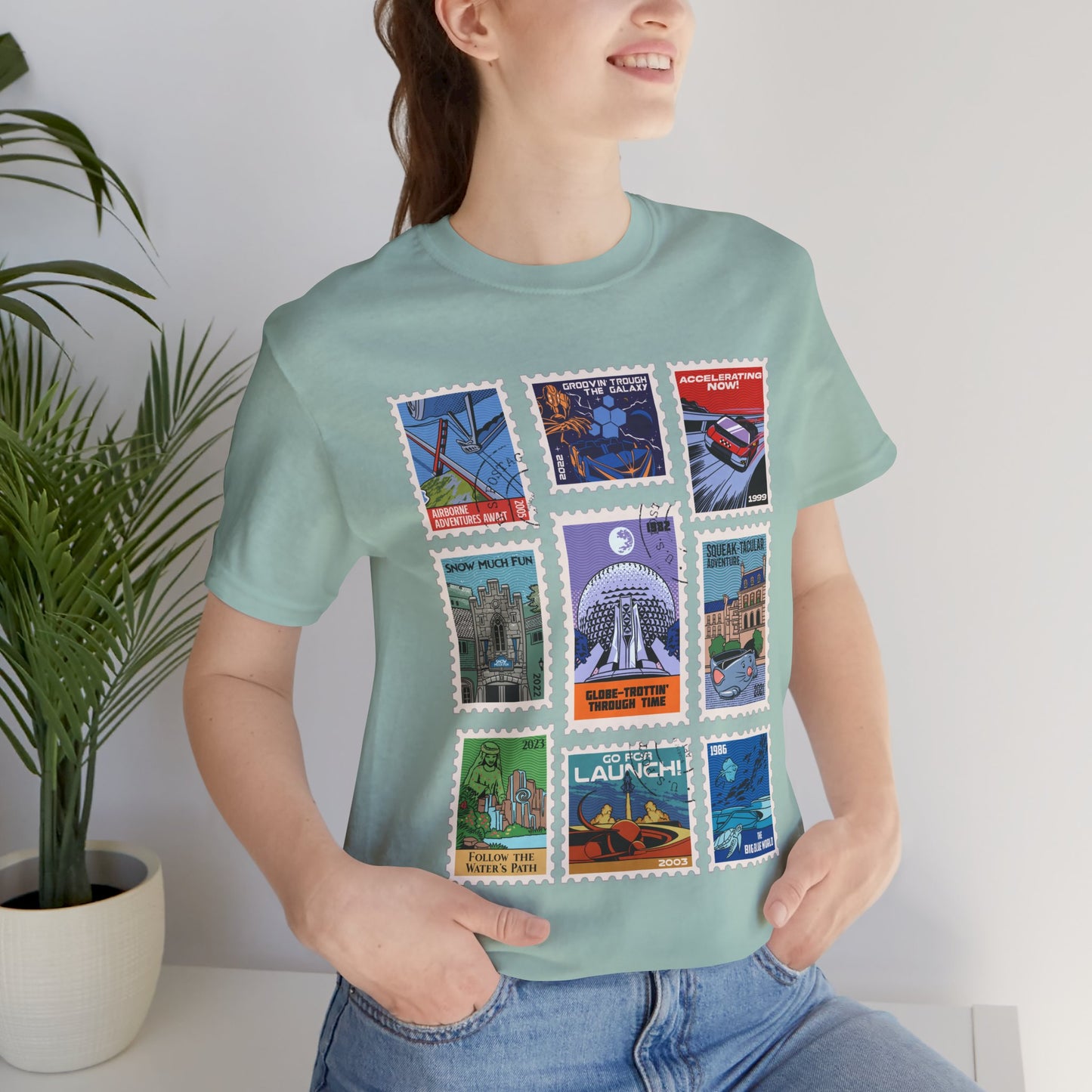 EPCOT Vintage Stamps - Adult Tee Shirt