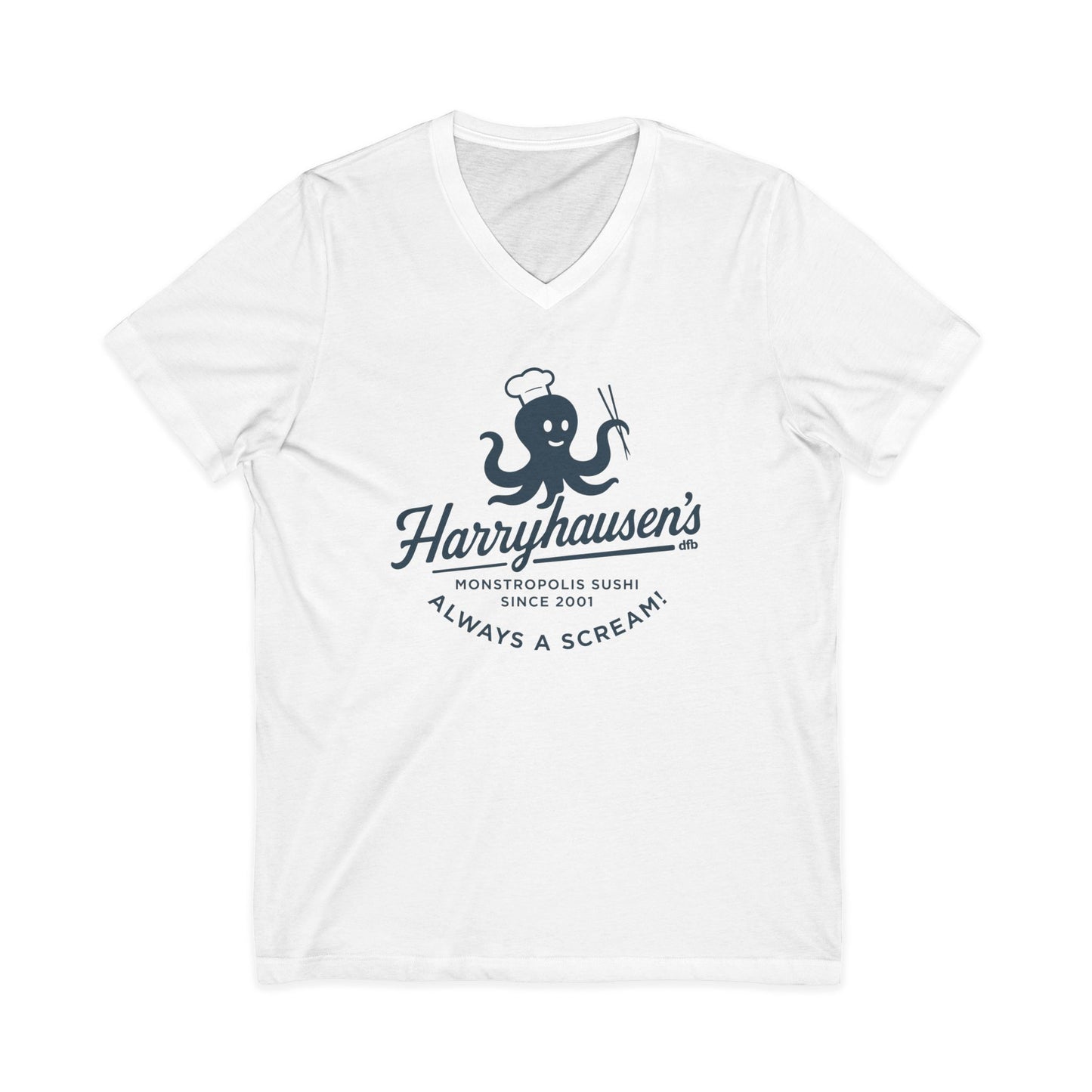Harryhausen's- Short Sleeve V-Neck Tee