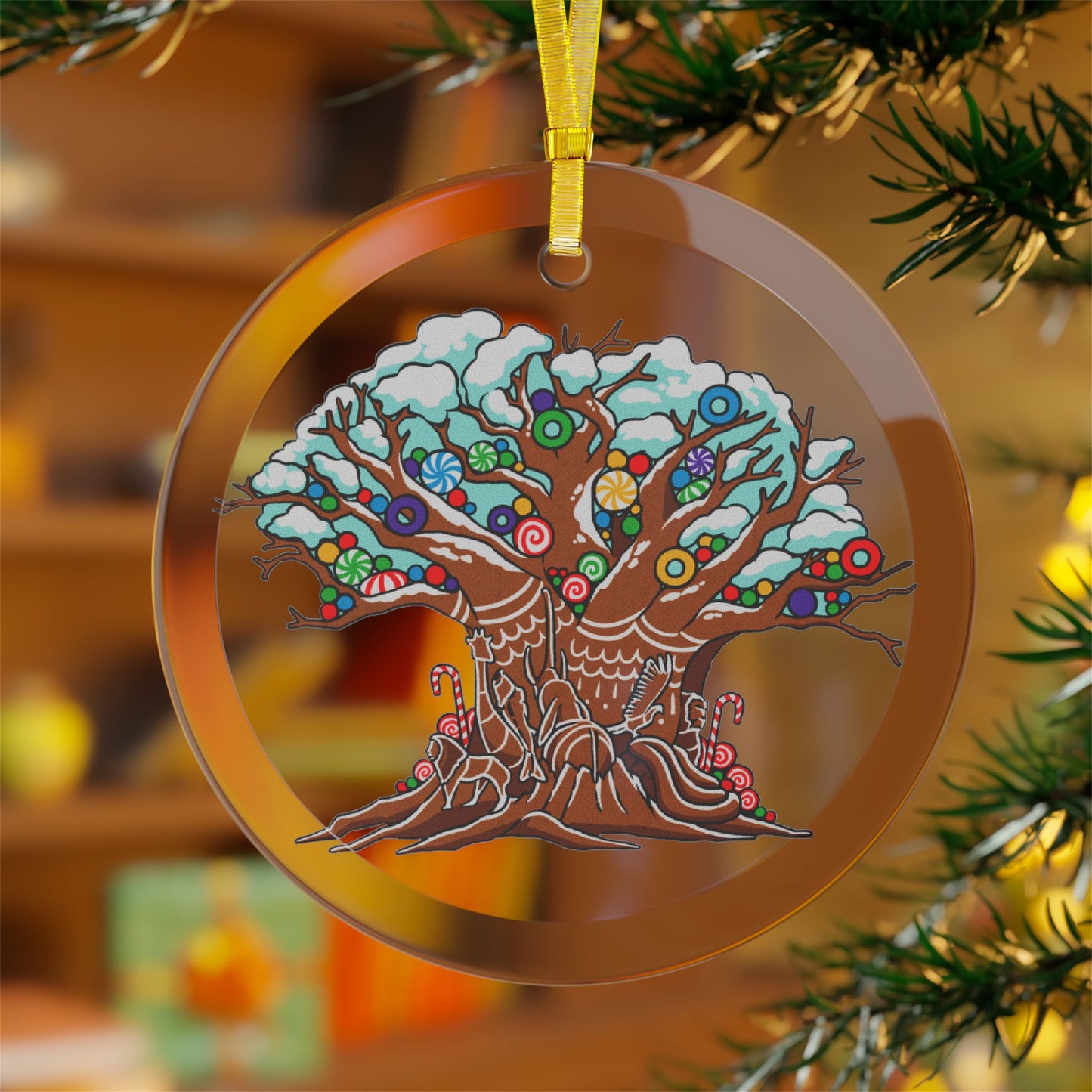 Gingerbread Tree of Life - Gingerbread Park Icon, Animal Kingdom - Glass Ornaments