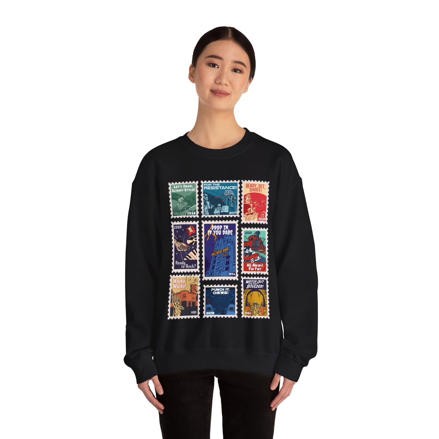 Hollywood Studios Vintage Stamps - Adult Crewneck Sweatshirt