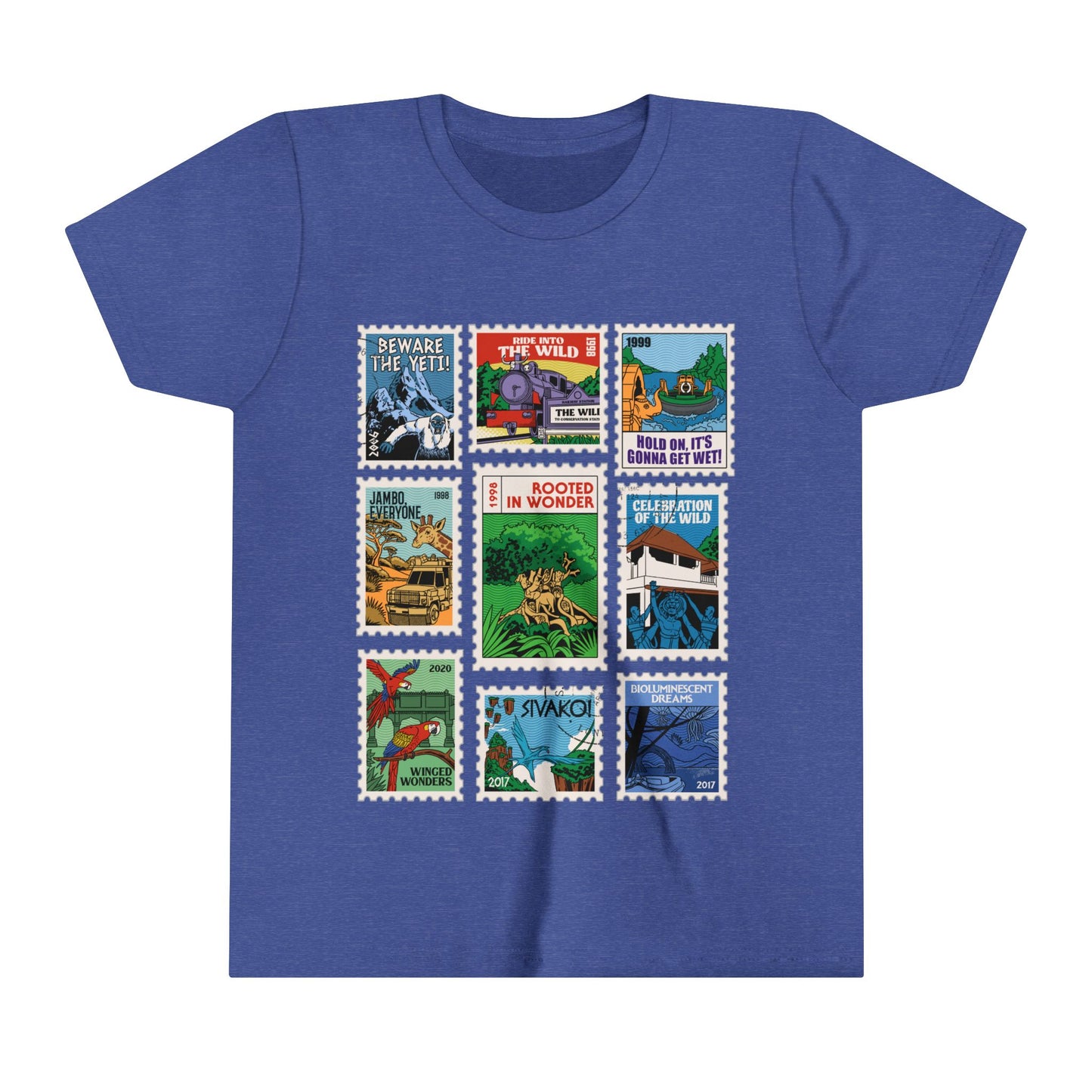 Animal Kingdom Vintage Stamps - Youth Short Sleeve Tee Shirt