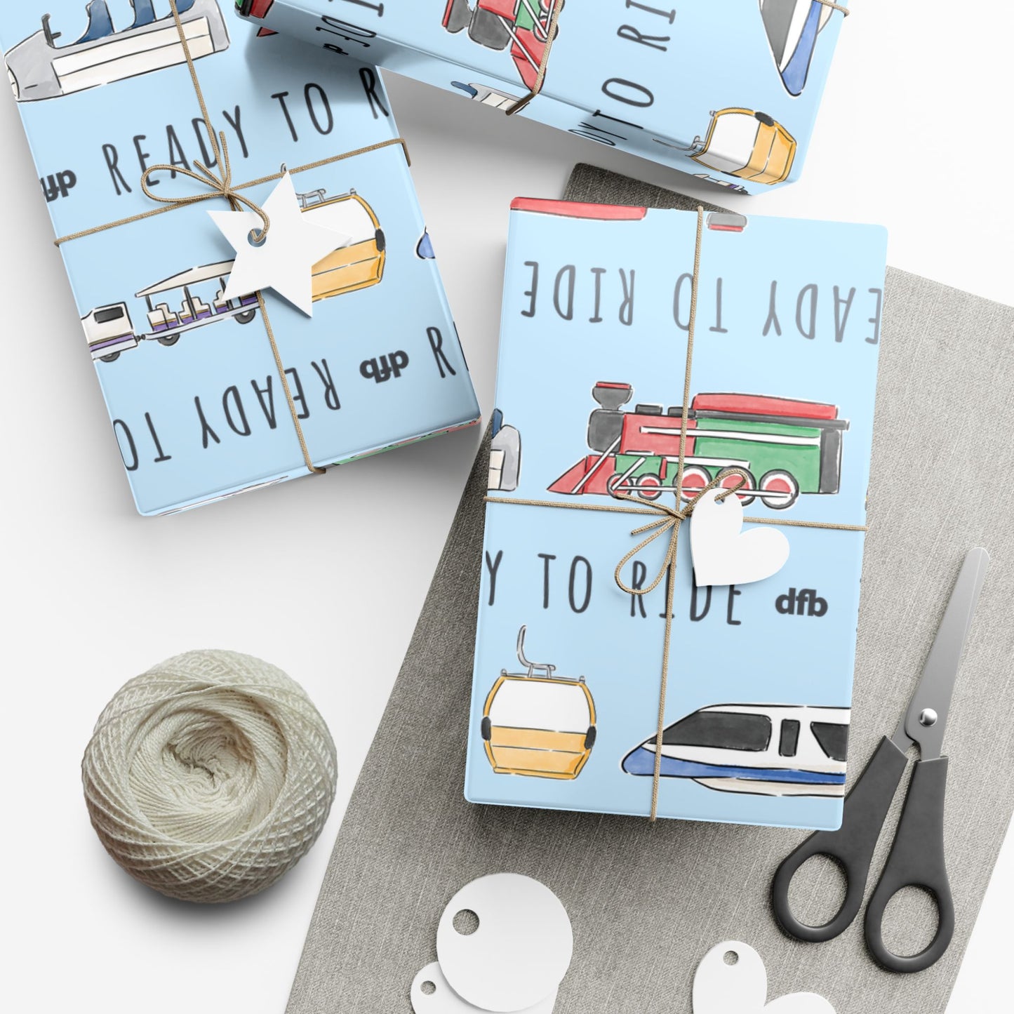 Ready to Ride, Light Blue Background - Gift Wrap Papers