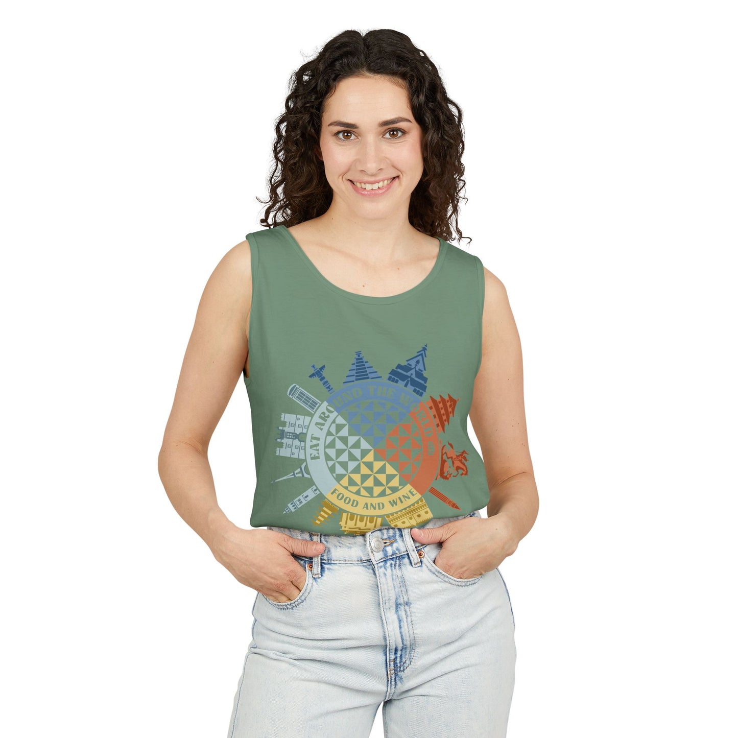 Food & Wine Compass - Unisex Garment-Dyed Tank Top
