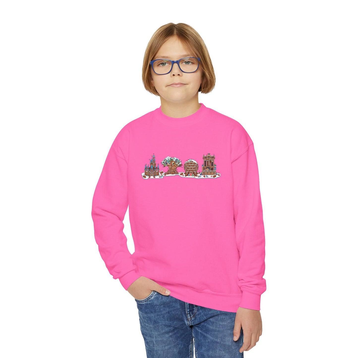 Gingerbread Park Icons - Youth Crewneck Sweatshirt